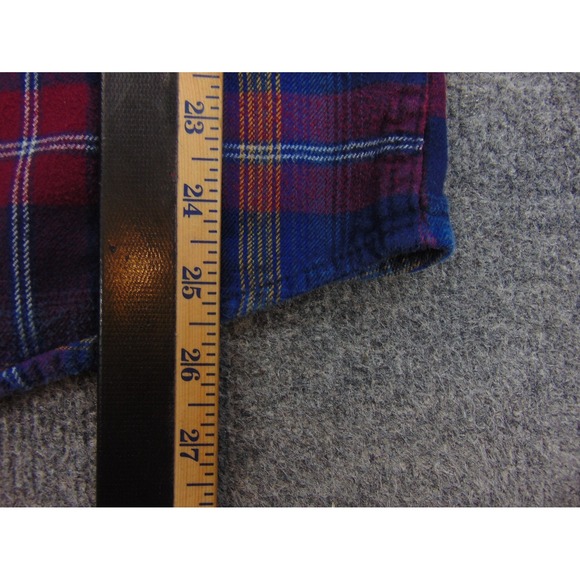 Blake Shelton Lands' End Flannel Shirt Mens Med Red Blue Plaid Long Sleeve - Picture 5 of 8